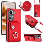 Per OPPO Reno11 Custodia per telefono con supporto per anello per borsa per organo globale con cordino lungo (rosso)