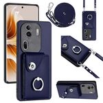 Per OPPO Reno11 Pro Custodia per telefono con supporto per anello per borsa per organo globale con cordino lungo (blu)