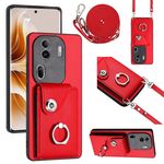 Per OPPO Reno11 Pro Custodia per telefono con supporto per anello per borsa per organo globale con cordino lungo (rosso)