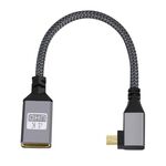Cavo di collegamento da micro HDMI maschio a gomito a HDMI femmina 4K UHD 18 Gbps, lunghezza: 20 cm (grigio)
