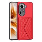 Per OPPO Reno11 Custodia per telefono RFID con struttura rombica globale (rossa)