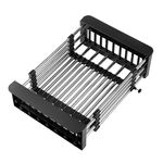 Scaffale di drenaggio da cucina Scaffale per lavandino a scomparsa in acciaio inossidabile Organizzatore per riporre posate, specificazione: grande nero