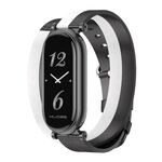 Per cinturino in pelle Xiaomi Mi Band 8 Mijobs GT4 Dual-Loop (nero + bianco + nero)