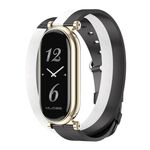 Per cinturino in pelle Xiaomi Mi Band 8 Mijobs GT4 Dual-Loop (nero + bianco + oro chiaro)
