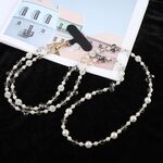 Cordino a tracolla con perla e diamante flash a catena lunga anti-smarrimento per cellulare (nero)