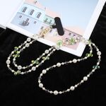 Cordino a tracolla con perla e diamante flash a catena lunga anti-smarrimento per cellulare (verde)