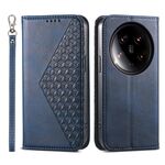 Custodia per telefono in pelle magnetica con texture di vitello ultra cubica per Xiaomi 14 (blu)