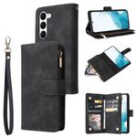 Per Samsung Galaxy S23 5G Custodia per telefono in pelle con cerniera smerigliata multifunzionale (nera)
