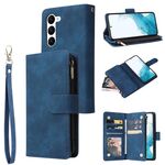 Per Samsung Galaxy S23 5G Custodia per telefono in pelle con cerniera smerigliata multifunzionale (blu)