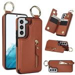 Custodia per telefono per Samsung Galaxy S22 5G Litchi Texture Zipper doppia fibbia (marrone)