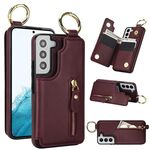 Custodia per telefono per Samsung Galaxy S22 5G Litchi Texture Zipper doppia fibbia (rosso bordeaux)