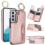 Custodia per telefono per Samsung Galaxy S22+ 5G Litchi Texture Zipper doppia fibbia (oro rosa)
