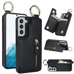 Custodia per telefono per Samsung Galaxy S22+ 5G Litchi Texture con cerniera doppia fibbia (nero)