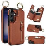 Custodia per telefono per Samsung Galaxy S23 FE 5G Litchi Texture con cerniera doppia fibbia (marrone)