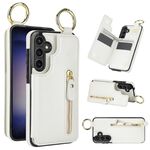 Custodia per telefono per Samsung Galaxy S23 FE 5G Litchi Texture con cerniera doppia fibbia (bianca)
