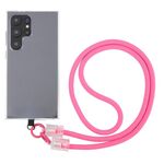 Cordino lungo a tracolla per telefono con cinturino anti-smarrimento con fibbia trasparente (rosa rosso)