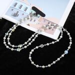 Cordino a tracolla con catena anti-smarrimento per telefono in plastica con diamante e perla (grigio)