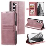 Per Samsung Galaxy S23+ 5G Custodia a portafoglio in pelle semplice con 6 carte (oro rosa)