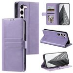 Per Samsung Galaxy S23+ 5G Custodia a portafoglio in pelle semplice con 6 carte (viola)