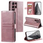 Per Samsung Galaxy S22 Ultra 5G Custodia a portafoglio in pelle semplice con 6 carte (oro rosa)