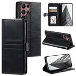 Per Samsung Galaxy S22 Ultra 5G Custodia a portafoglio in pelle semplice con 6 carte (nera)