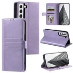 Per Samsung Galaxy S22+ 5G Custodia a portafoglio in pelle semplice con 6 carte (viola)
