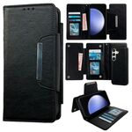 Per Samsung Galaxy S23 FE 5G Custodia multifunzionale in pelle a portafoglio con 7 carte (nero)