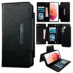 Custodia per telefono in pelle a portafoglio multifunzionale con 7 carte per Samsung Galaxy S21 5G (nera)