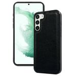 Per Samsung Galaxy S22+ 5G Custodia per telefono con cover posteriore in pelle di vacchetta (nera)