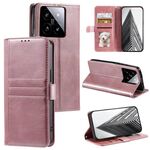 Per Xiaomi 14 Custodia per telefono in pelle a portafoglio semplice con 6 carte (oro rosa)