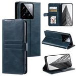 Per Xiaomi 14 Custodia per telefono in pelle a portafoglio semplice da 6 carte (blu navy)