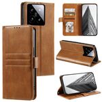 Per Xiaomi 14 Custodia per telefono in pelle a portafoglio semplice con 6 carte (marrone)