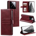 Per Xiaomi 14 Custodia per telefono in pelle a portafoglio semplice da 6 carte (vino rosso)