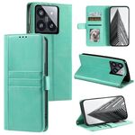 Custodia per telefono in pelle a portafoglio con 6 carte semplice per Xiaomi 14 Pro (verde)
