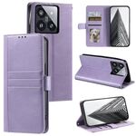 Custodia per telefono in pelle a portafoglio con 6 carte semplice per Xiaomi 14 Pro (viola)