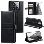 Custodia per telefono in pelle a portafoglio con 6 carte semplice per Xiaomi 14 Pro (nera)