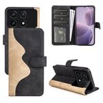 Custodia per telefono in pelle con vibrazione orizzontale con cucitura Xiaomi Redmi K70 (nera)