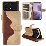 Custodia per cellulare in pelle con chiusura orizzontale con cuciture Xiaomi Redmi K70 (gialla)