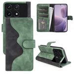 Custodia per cellulare in pelle con chiusura orizzontale con cuciture Xiaomi Redmi K70 (verde)