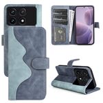Per Xiaomi Redmi K70 Custodia per cellulare in pelle con chiusura orizzontale con cuciture (blu)