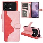 Custodia per cellulare in pelle con chiusura orizzontale con cucitura Xiaomi Redmi K70 (rossa)