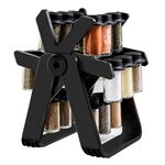 Set portabottiglie per condimenti da cucina con ruota panoramica girevole 18 in 1 (nero)