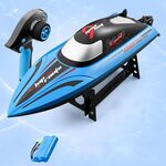 812 Barca RC ad alta velocità Motoscafo di grande potenza a lunga durata Impermeabile per ragazzi Giocattolo acquatico Batteria singola(Blu)