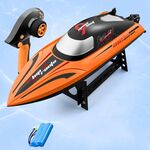 812 Barca RC ad alta velocità Motoscafo di grande potenza a lunga durata Impermeabile per ragazzi Giocattolo acquatico Batteria singola (Arancione)