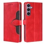 Custodia per telefono in pelle con fibbia magnetica per Samsung Galaxy S23 FE 5G (rosso)