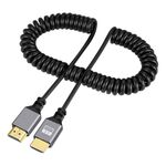 Cavo a molla HDMI tipo A a HDMI tipo A HDMI OD4.0, lunghezza: 0,5 m~2,4 m (guscio grigio)