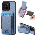Per Xiaomi 14 Custodia per telefono con supporto a portafoglio verticale in fibra di carbonio (blu)