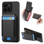 Per Xiaomi 14 Custodia per telefono con supporto a portafoglio verticale in fibra di carbonio (nera)