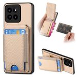 Per Xiaomi 14 Custodia per telefono con supporto a portafoglio verticale in fibra di carbonio (cachi)