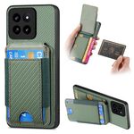 Per Xiaomi 14 Custodia per telefono con supporto a portafoglio verticale in fibra di carbonio (verde)
